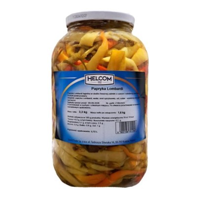 Paprika peperoni LOMBARDI, 3,3 kg / 1,6 kg
